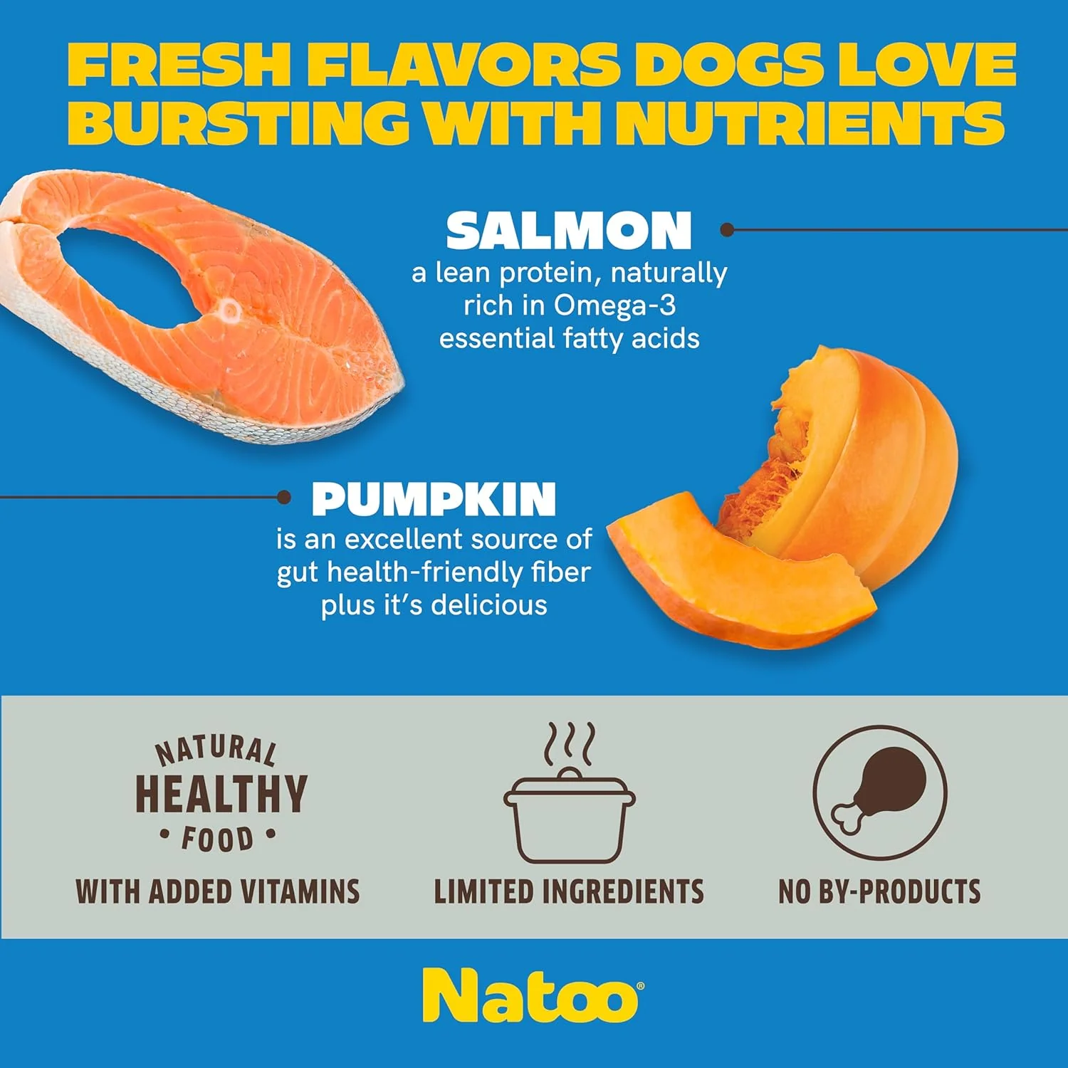 NATOO Dog Food Topper for Picky Eaters & Dog Treat (Salmon with Pumpkin), Dog Toppers for Dry Food, Wet Meal Toppers for Dogs & Puppies, Limited Ingredient Dog Food, (Case of 20) 3 oz Each - Image 2