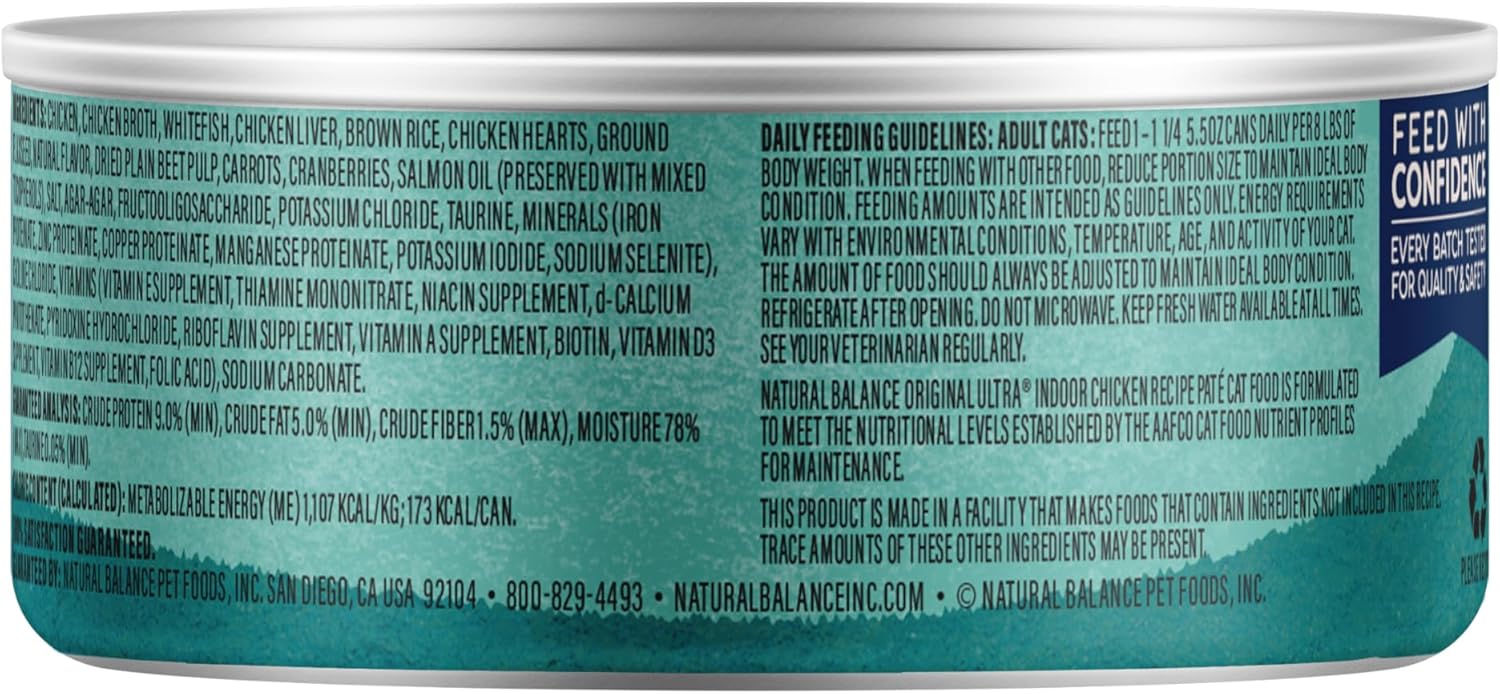 Natural Balance Ultra Premium Chicken Indoor Cat Food | Wet Canned Food for Cats | 5.5-oz. Can, (Pack of 24) - Image 4