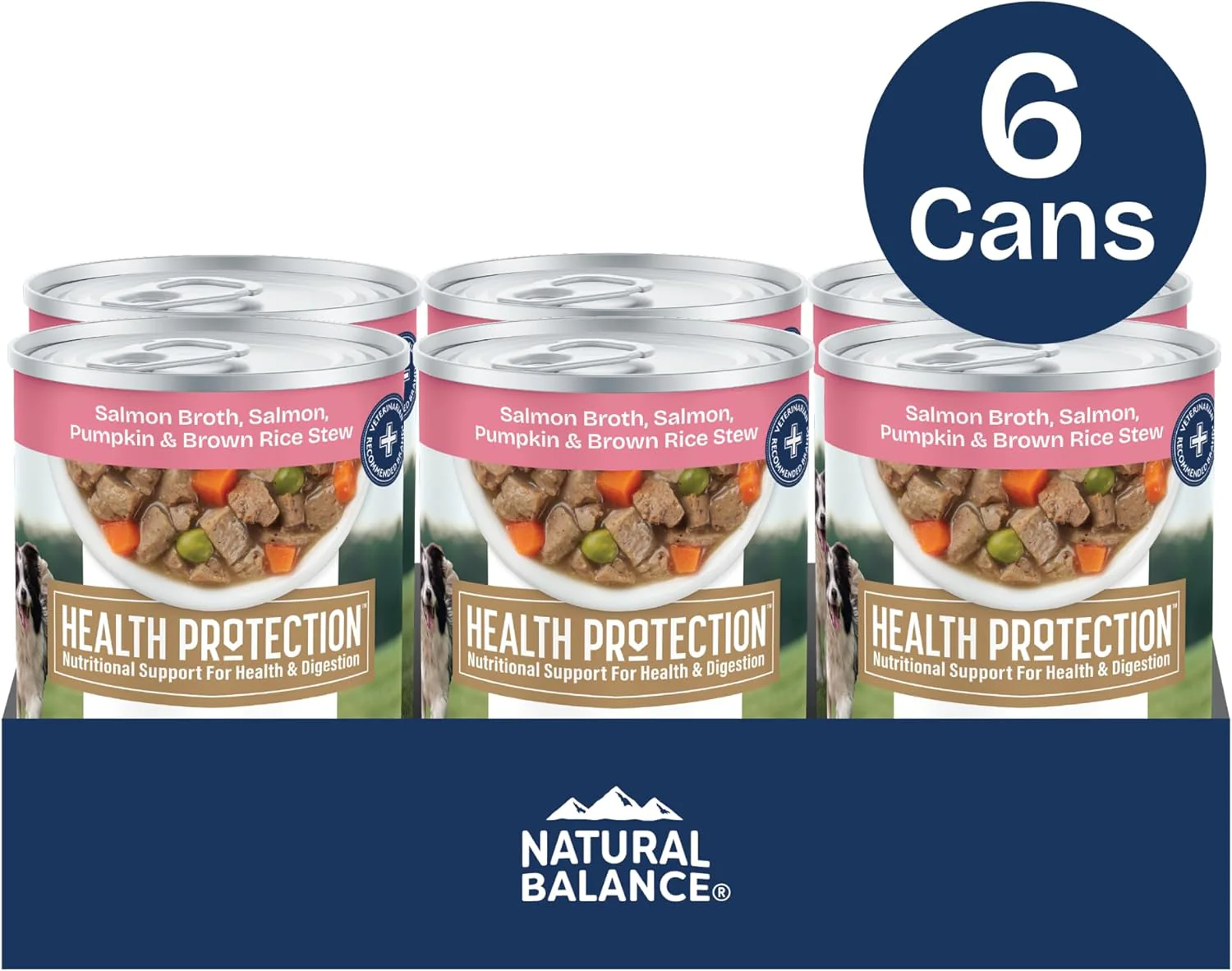 Natural Balance Health Protection Wet Dog Food - Whole Body Health, Easy on Digestion, Salmon Broth, Salmon, Pumpkin & Brown Rice Stew, Digestive Wellness Dog Food, High in Fiber - 12.5oz (Case of 6) - Image 3