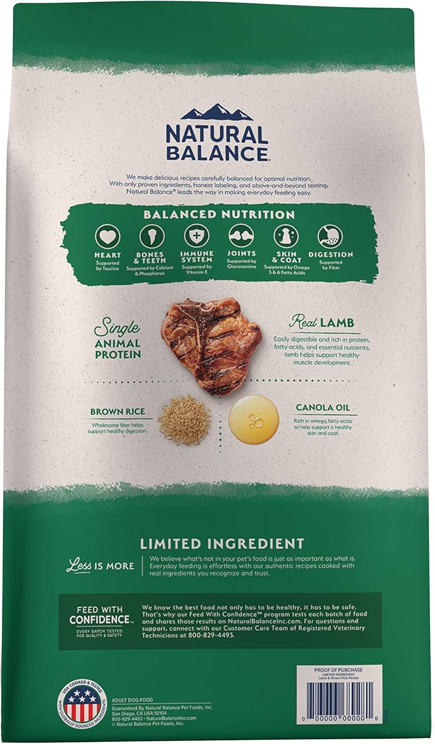 Natural Balance Limited Ingredient Adult Dry Dog Food with Healthy Grains, Lamb & Brown Rice Recipe, 4 Pound (Pack of 1) - Image 2