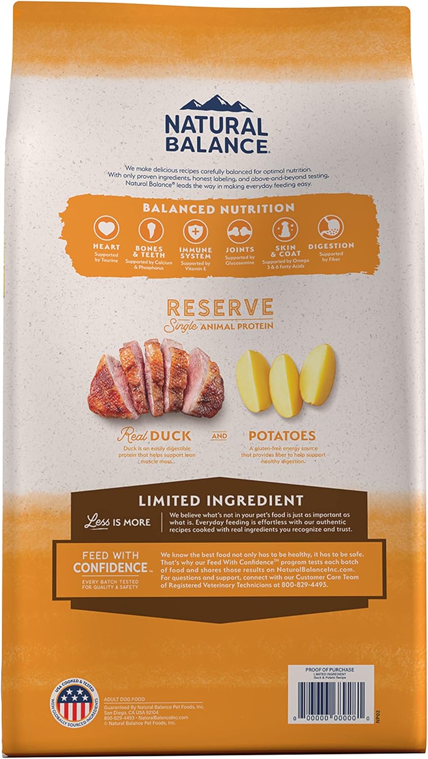 Natural Balance Limited Ingredient Adult Grain-Free Dry Dog Food, Reserve Duck & Potato Recipe, 22 Pound (Pack of 1) - Image 2