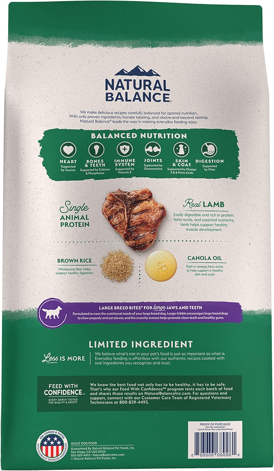 Natural Balance Limited Ingredient Large Breed Adult Dry Dog Food with Healthy Grains, Lamb & Brown Rice Recipe - Image 2