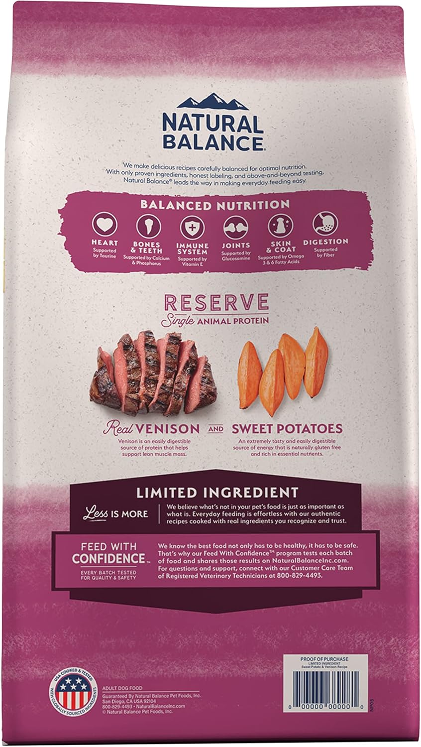 Natural Balance Limited Ingredient Adult Grain-Free Dry Dog Food, Reserve Sweet Potato & Venison Recipe - Image 2