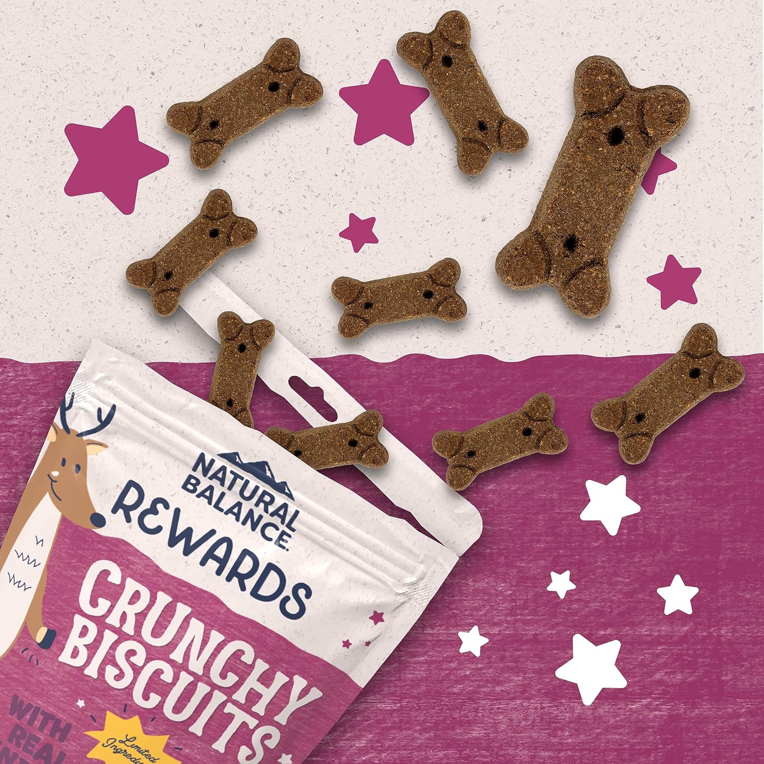 Natural Balance Limited Ingredient Rewards Crunchy Biscuits, Grain-Free Dog Treats for Adult Dogs of All Breeds, Venison Recipe, 14 Ounce (Pack of 1) - Image 4