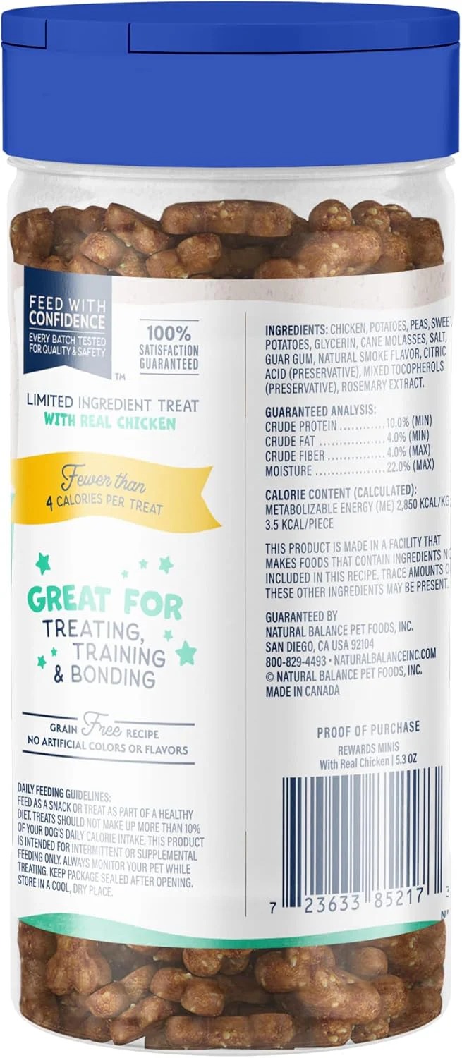 Natural Balance Limited Ingredient Mini-Rewards Grain-Free, Training Treats for Dogs | 5.3-oz. Canister - Image 2
