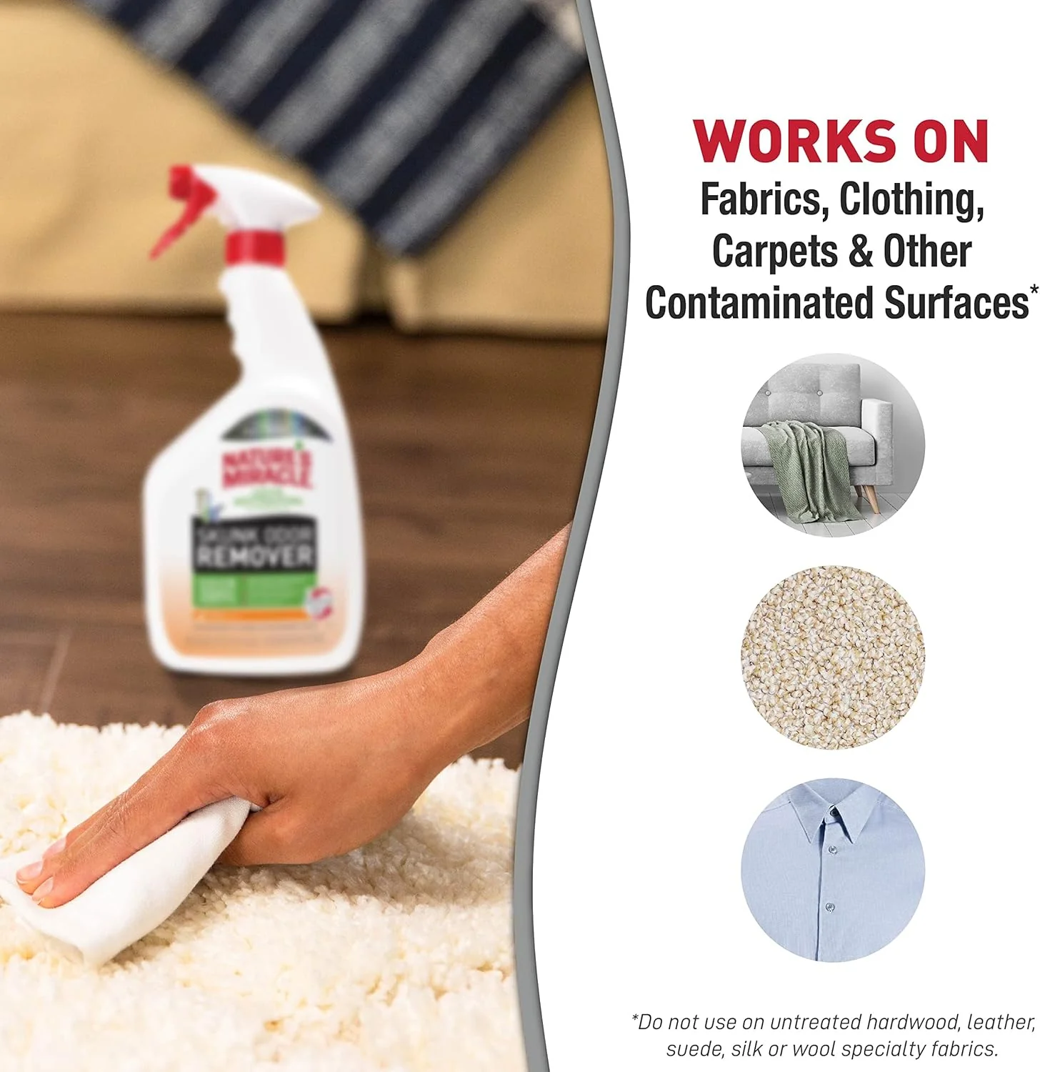 Nature’s Miracle Skunk Odor Remover, 32 Fluid Ounces, Removes Skunk Odors On Fabrics, Clothing, Carpets And Other Surfaces - Image 8