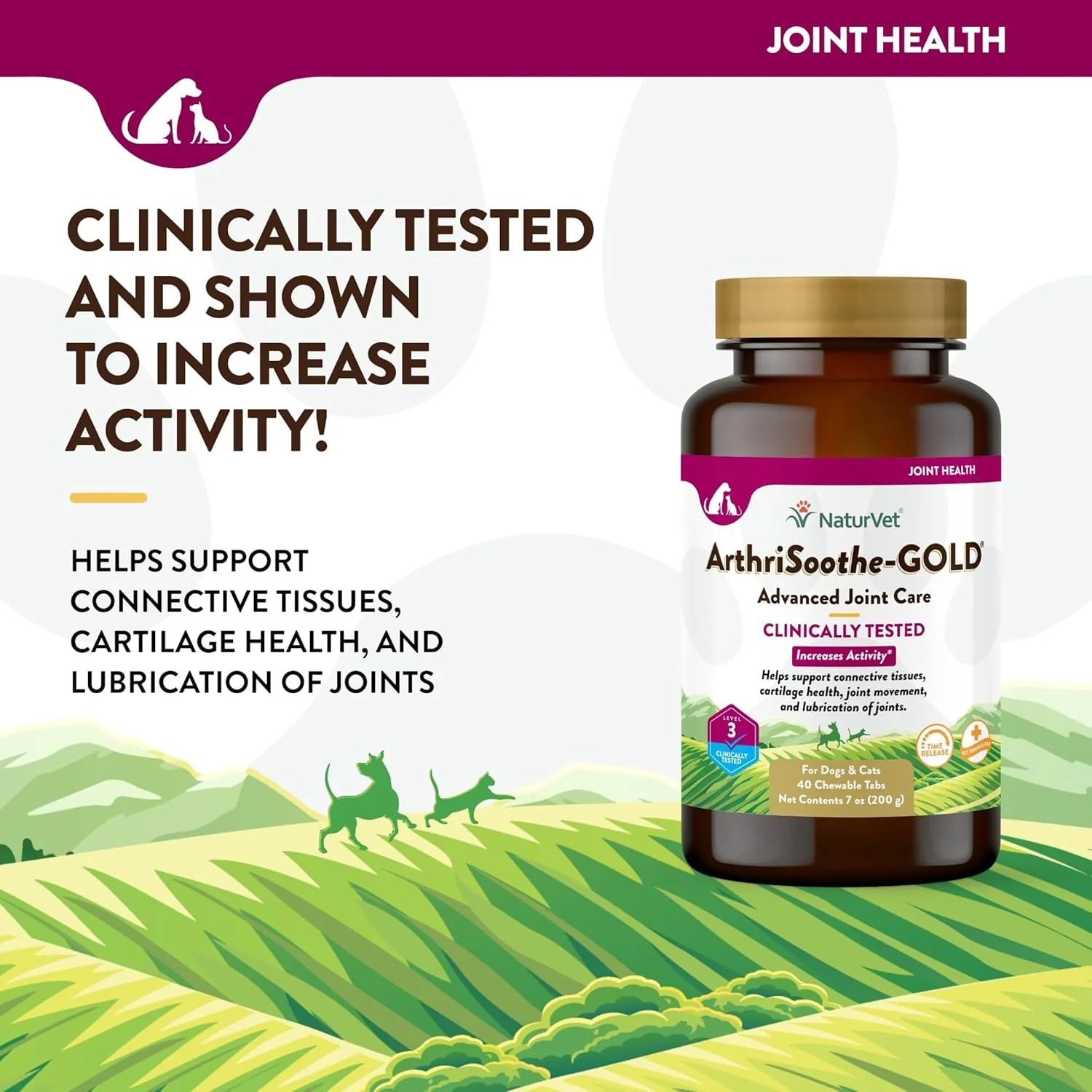 NaturVet ArthriSoothe-Gold Level 3, MSM and Glucosamine for Dogs and Cats, Advanced Joint Care Support Supplement with Chondroitin and Omega 3, Clinically Tested, Chewable Tablets - Image 3