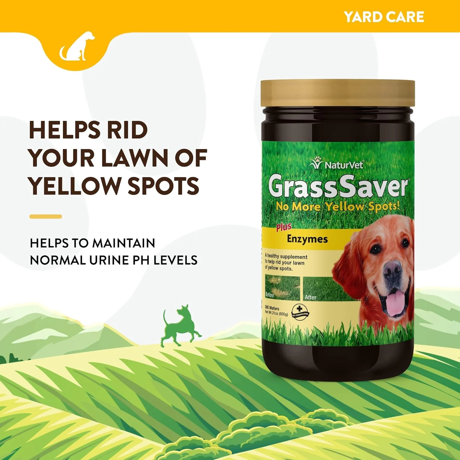 NaturVet – GrassSaver Wafers for Dogs Plus Enzymes – 300 Wafers – Healthy Supplement to Help Rid Your Lawn of Yellow Spots – Synergistic Combination of B-Complex Vitamins & Amino Acids - Image 3