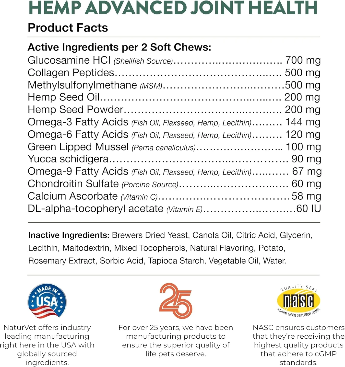 NaturVet Hemp Advanced Joint Health Dog Supplement Plus Hemp Seed – Helps Support Joint Health in Dogs – Includes, Collagen, Glucosamine, MSM, Chondroitin, Omegas – 60 Ct. - Image 5