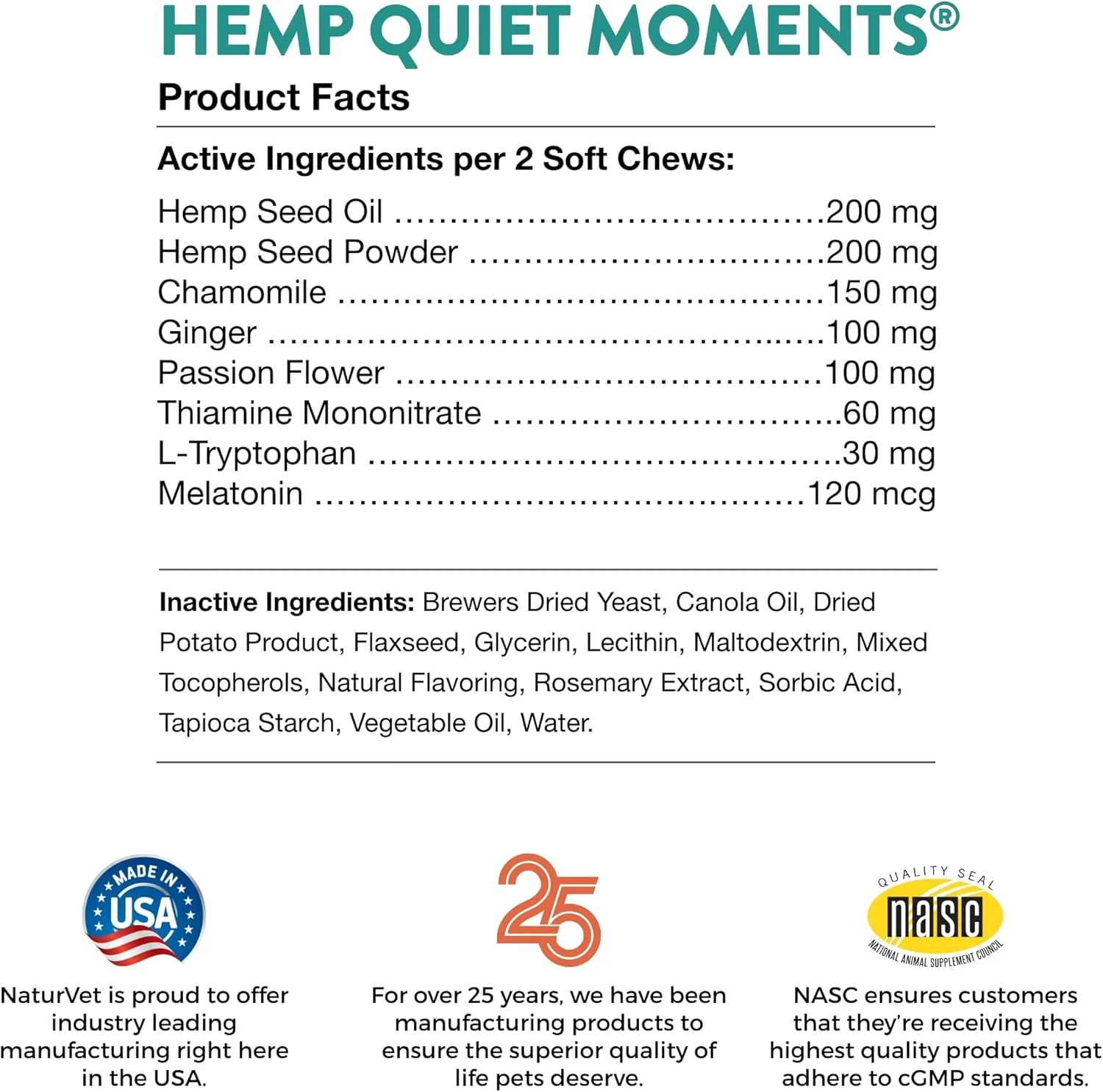NaturVet Quiet Moments Plus Hemp Calming Aid Soft Chews for Dogs, 60 CT - Image 4