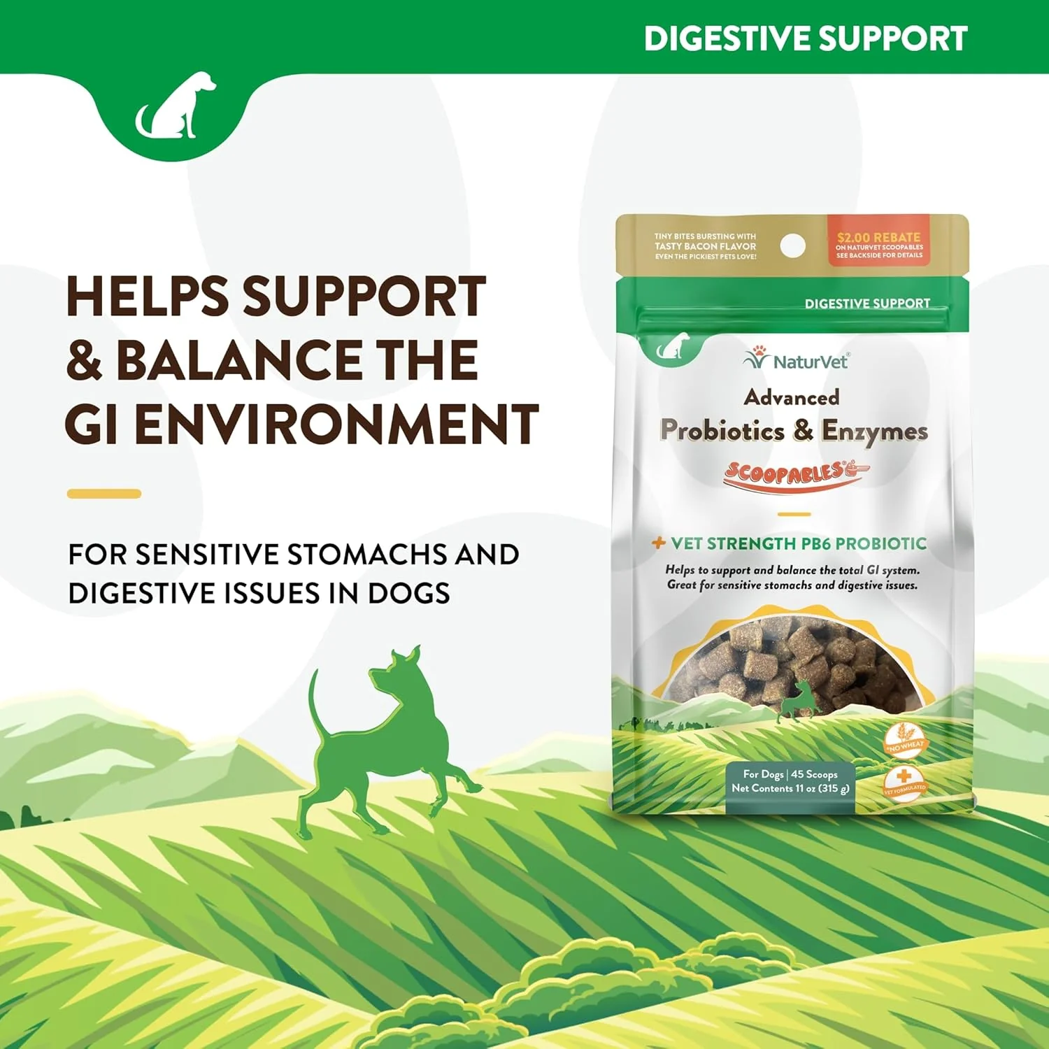 NaturVet Scoopables Advanced Probiotics for Dogs - Chewable Dog Probiotics & Digestive Enzymes - Support a Healthy Gut for Your Pet - Hickory Smoked Bacon Flavor - Image 3