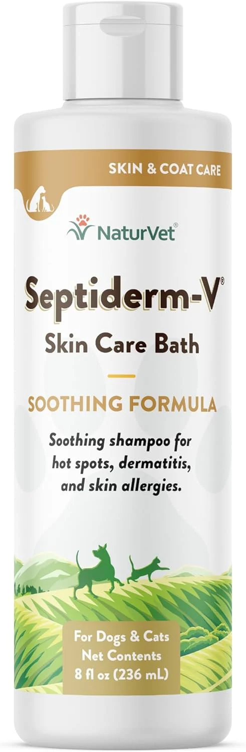 NaturVet Septiderm-V Skin Care Bath Wash for Dogs & Cats – Pet Health Supplement for Dermatitis, Dog Skin Allergies, Itching, Hot Spots – Pet Shampoo