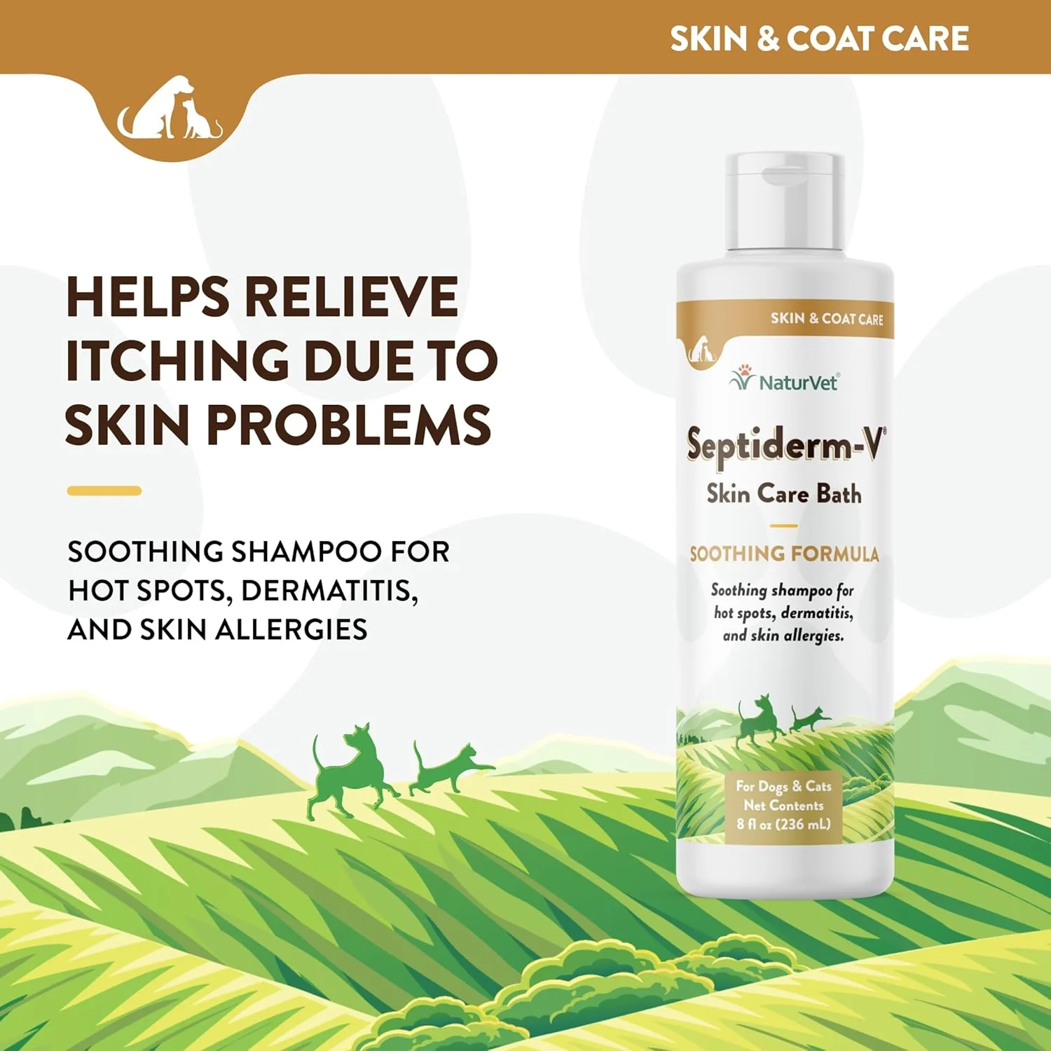 NaturVet Septiderm-V Skin Care Bath Wash for Dogs & Cats – Pet Health Supplement for Dermatitis, Dog Skin Allergies, Itching, Hot Spots – Pet Shampoo - Image 3