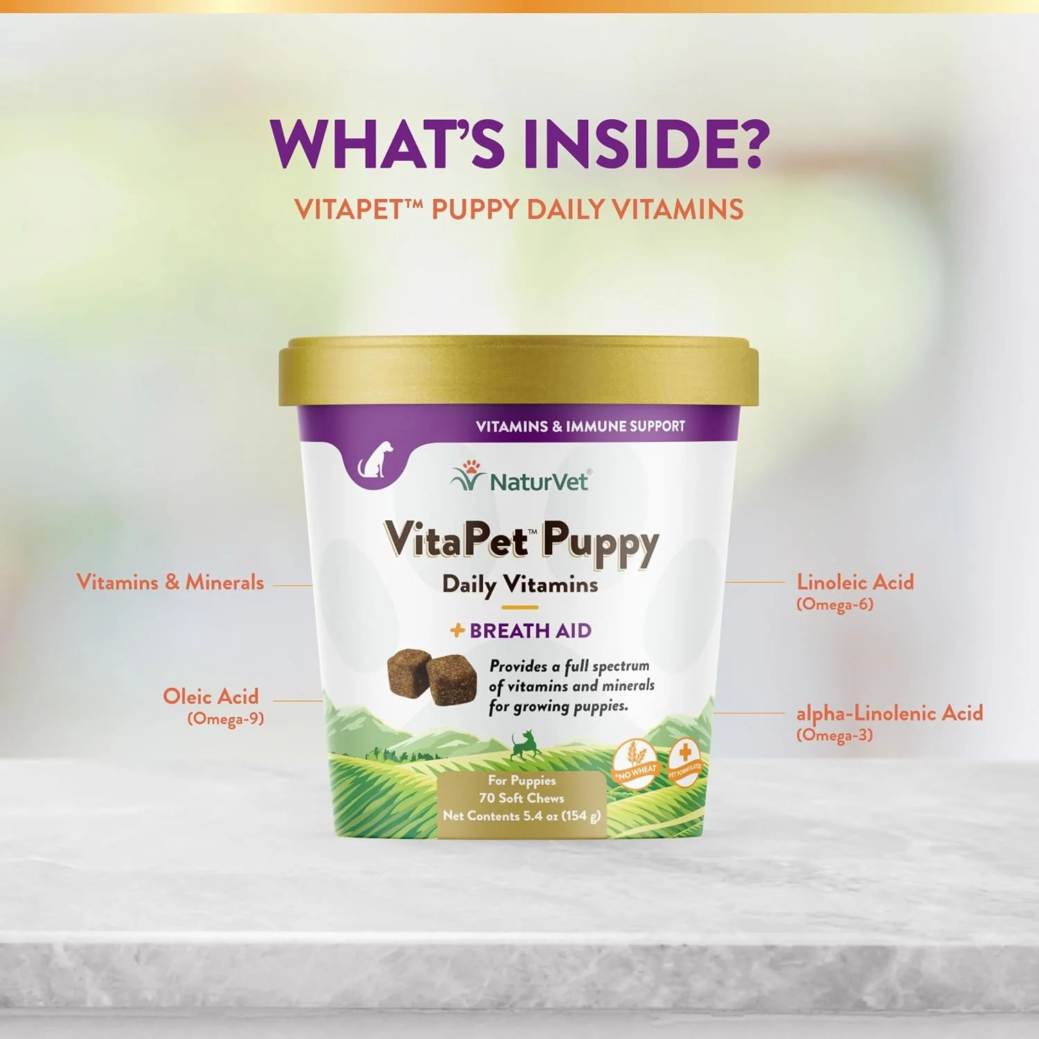NaturVet – VitaPet Puppy Daily Vitamins for Dogs – Plus Breath Aid – Specifically Formulated to Provide Puppies with Essential Vitamins, Minerals, Amino Acids & Fatty Acids (70 Soft Chews) - Image 3