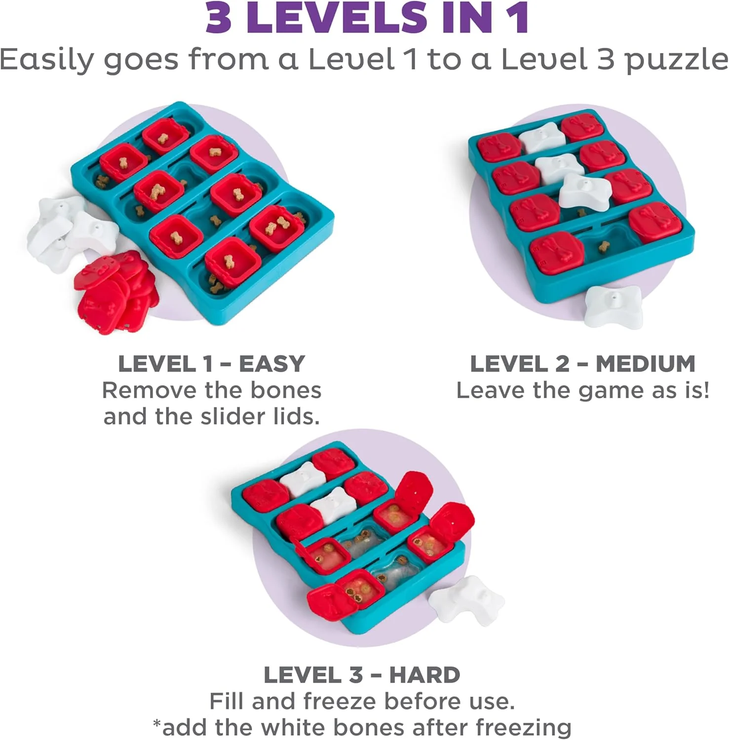 Nina Ottosson Dog Brick Treat Puzzle Enrichment Toy, Level 2 Intermediate Game, Blue - Image 4