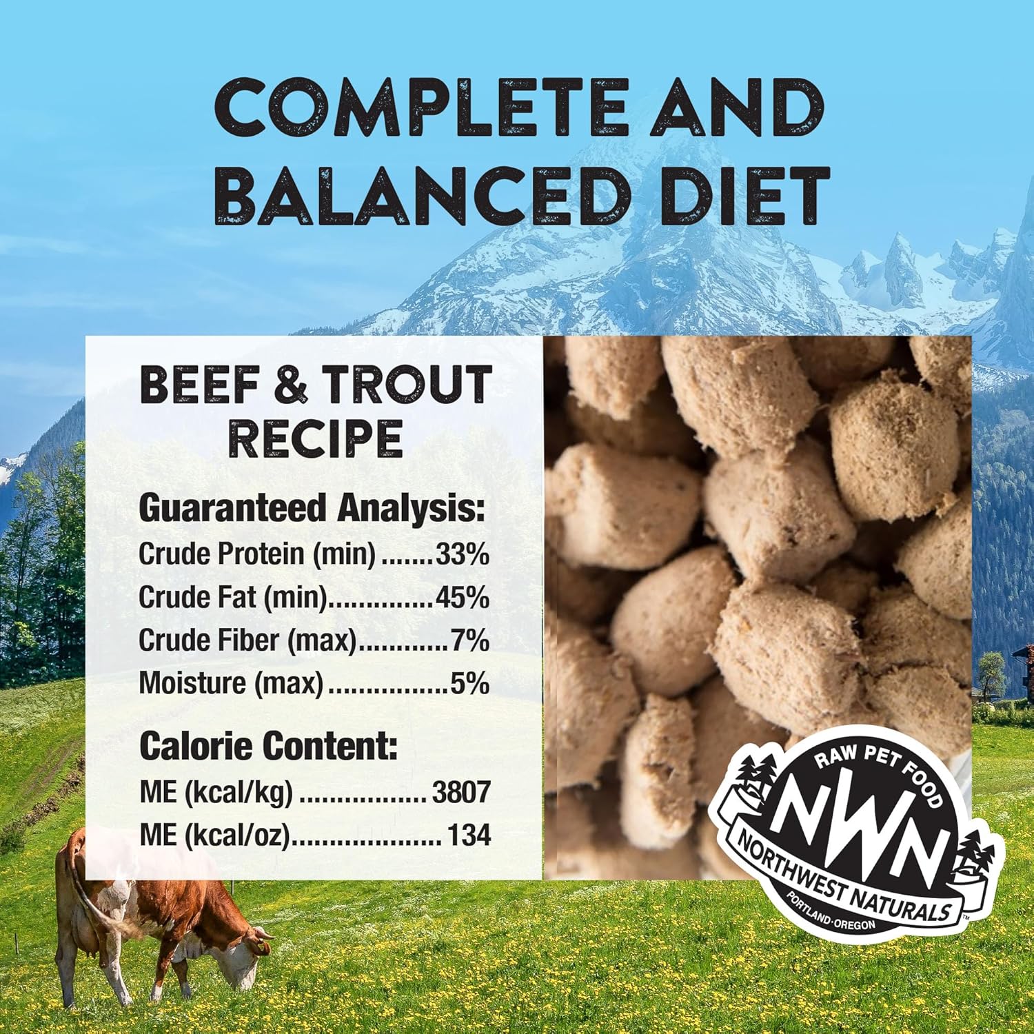 Northwest Naturals Freeze-Dried Beef & Trout Cat & Kitten Food, Bite-Sized Nibbles, Healthy, Limited, Human-Grade Ingredients, All-Natural, High-Protein Raw Diet, Complete & Balanced, Grain-Free 11 oz - Image 3