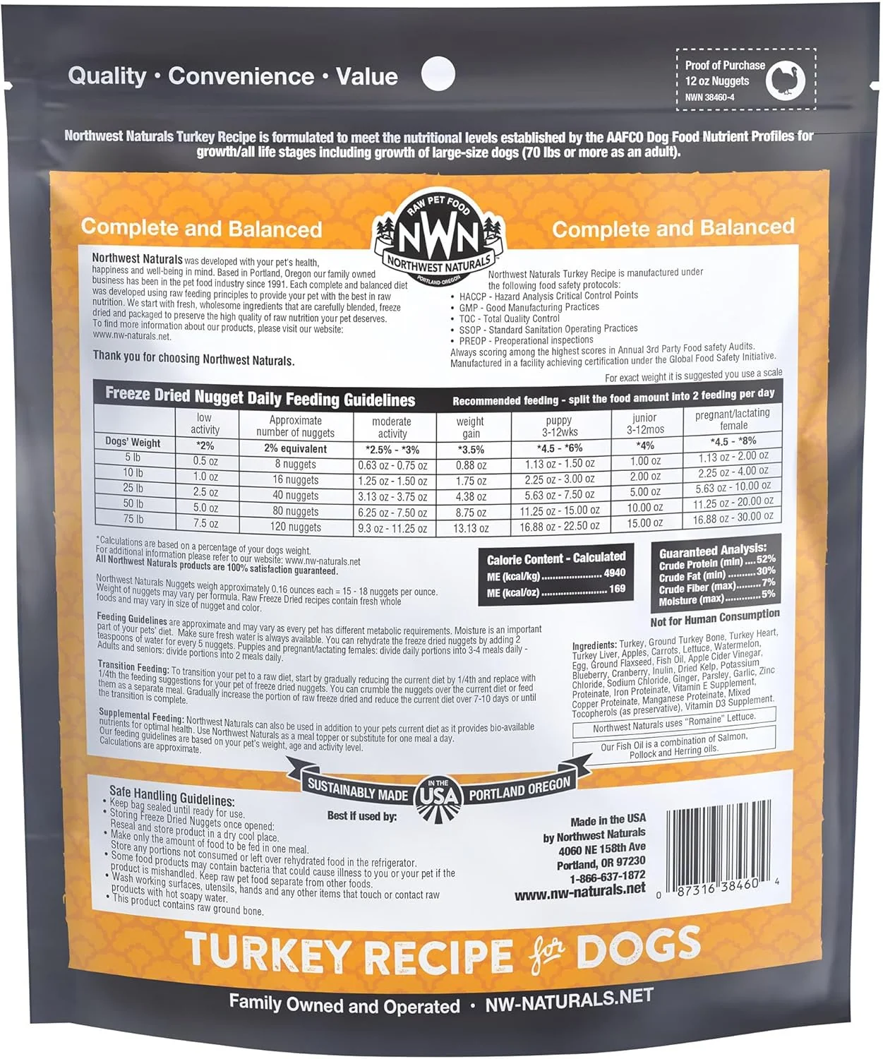 Northwest Naturals Freeze-Dried Turkey Dog Food - Bite-Sized Nuggets - Grain-Free, High-Protein, Raw Diet, Human-Grade, Limited Ingredients, All Natural, Healthy & Nutritious, Made in USA - Image 7