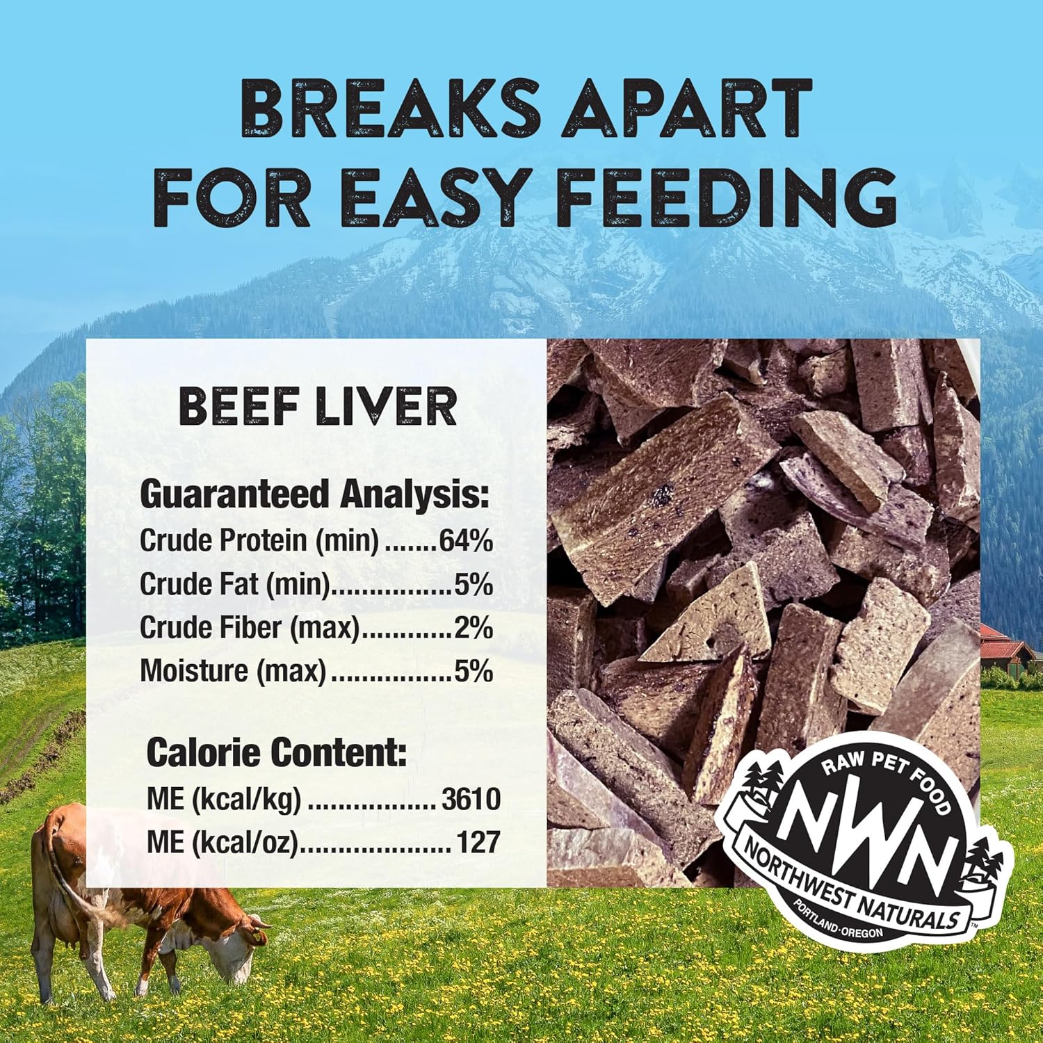 Northwest Naturals Raw Rewards Freeze-Dried Beef Liver Treats for Dogs and Cats - Bite-Sized Pieces - Healthy, 1 Ingredient, Human Grade Pet Food, All Natural, Proudly Made in USA, 10 Oz - Image 3