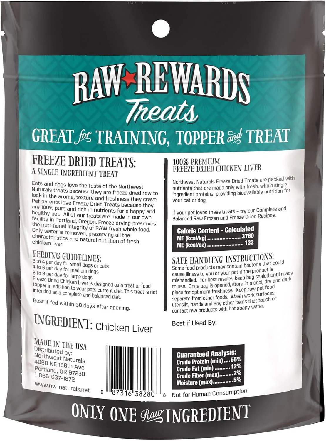 Northwest Naturals Raw Rewards Freeze-Dried Chicken Liver Treats for Dogs and Cats - Bite-Sized Pieces - Healthy, 1 Ingredient, Human Grade Pet Food, All Natural, Proudly Made in USA, 3 Oz (Pack of 1) - Image 7