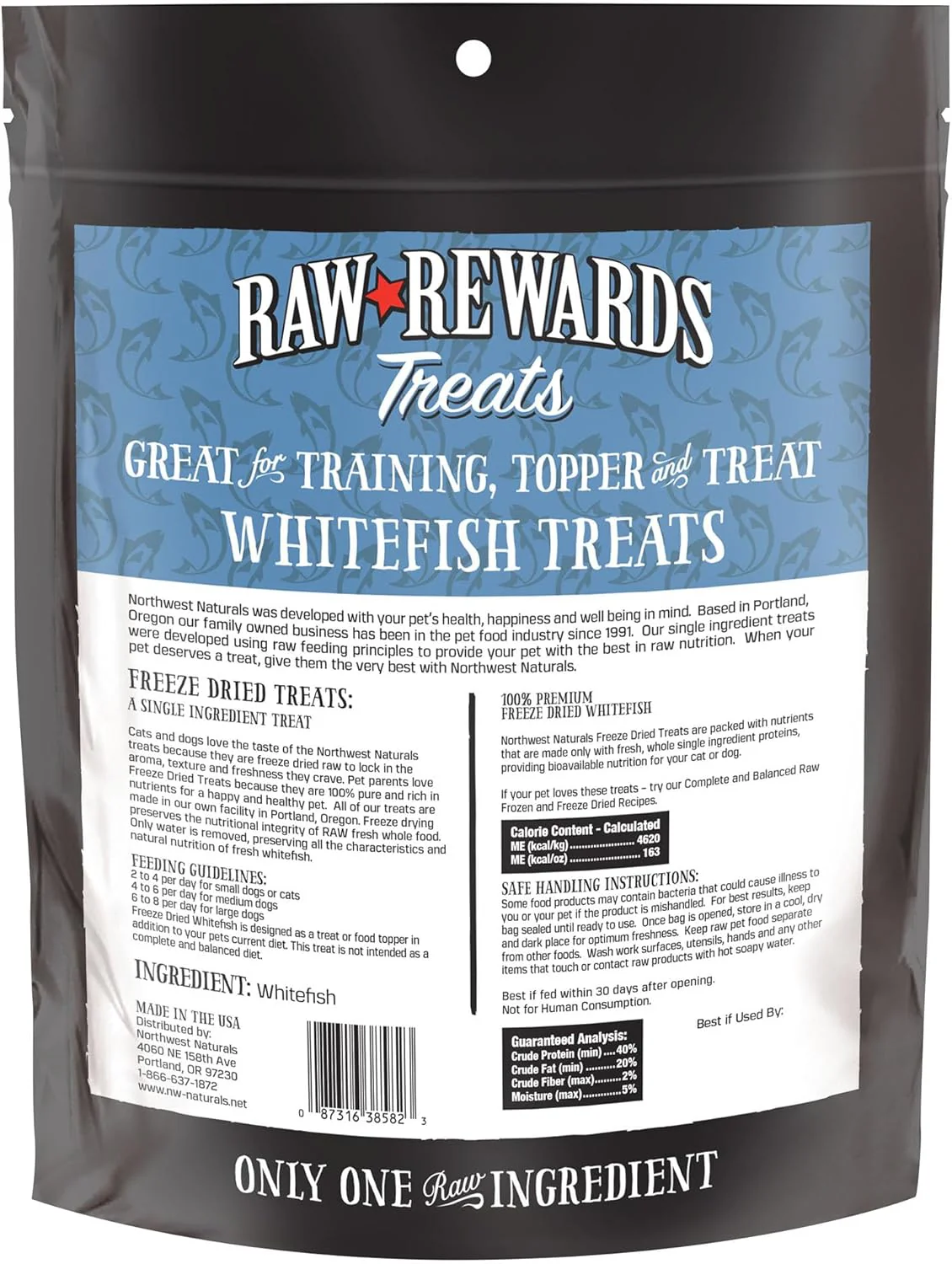 Northwest Naturals Raw Rewards Freeze-Dried Whitefish Treats for Dogs and Cats - Bite-Sized Pieces - Healthy, 1 Ingredient, Human Grade Pet Food, All Natural, Proudly Made in USA - Image 7