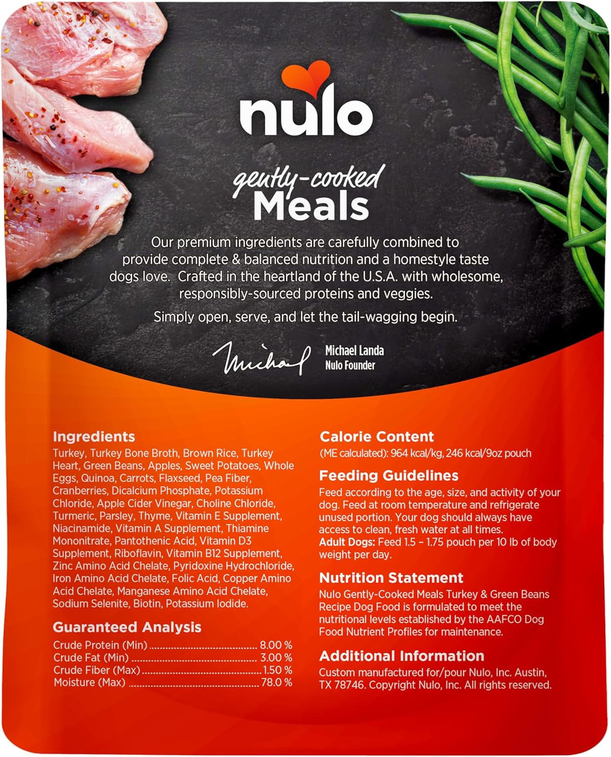 Nulo Gently-Cooked Meals Complete and Balanced Adult Wet Dog Food, Turkey & Green Bean, 9 Ounce, 8 Count - Image 3