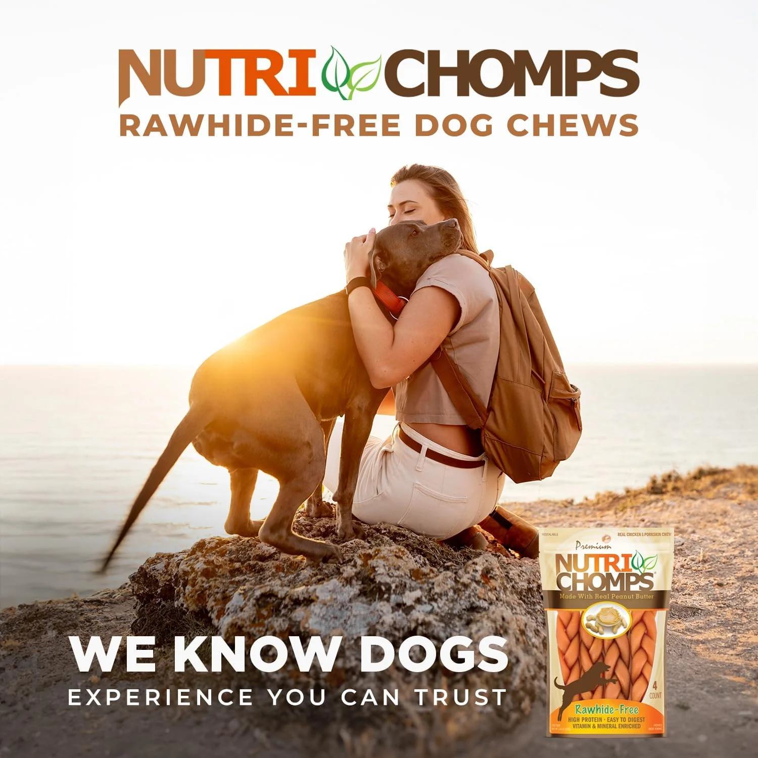 NutriChomps Dog Chews, 6-inch Braids, Easy to Digest, Rawhide-Free Dog Treats, Healthy, 4 Count, Real Peanut Butter Flavor - Image 6