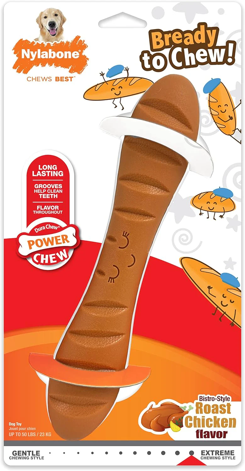 Nylabone Baguette Power Chew Toy for Dogs, Dog Toys for Aggressive Chewers, Roast Chicken Flavor, Large Dogs - Up to 50 lbs, 1 Count - Image 10