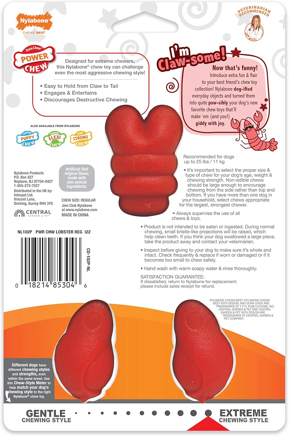Nylabone Lobster Power Chew Toy for Dogs, Dog Toys for Aggressive Chewers, Filet Mignon Flavor, Small - Up to 25 Ibs, 1 Count - Image 12