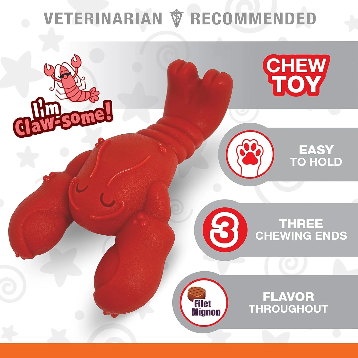Nylabone Lobster Power Chew Toy for Dogs, Dog Toys for Aggressive Chewers, Filet Mignon Flavor, Small - Up to 25 Ibs, 1 Count - Image 2