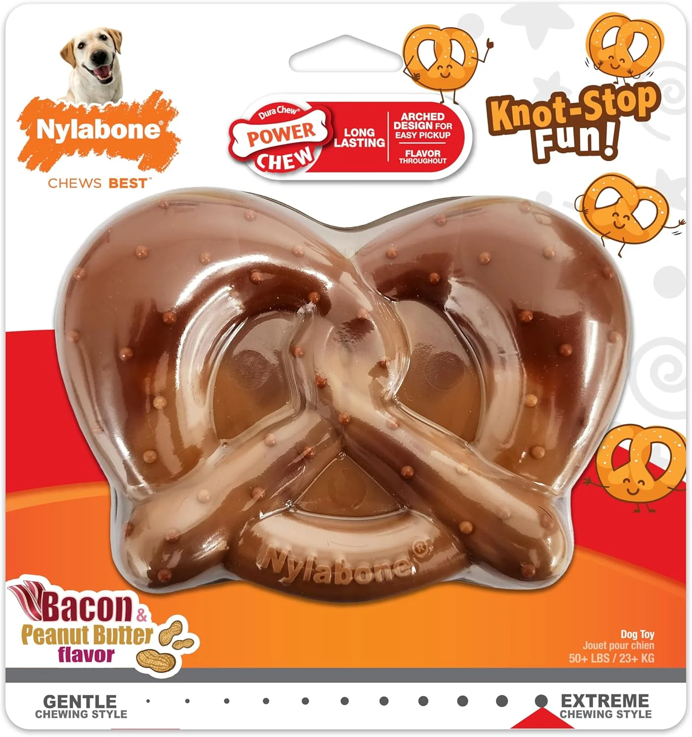Nylabone Pretzel Power Chew Toy for Dogs, Dog Toys for Aggressive Chewers, Bacon & Peanut Butter Flavor, X-Large Dogs - 50+ lbs, 1 Count - Image 11