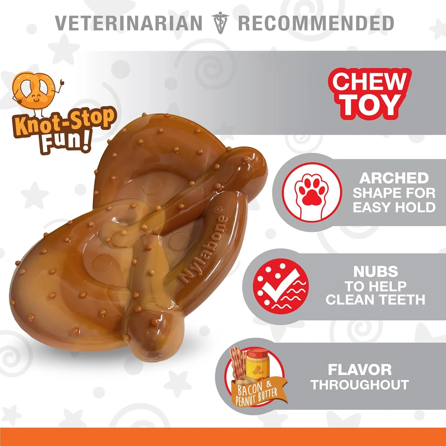 Nylabone Pretzel Power Chew Toy for Dogs, Dog Toys for Aggressive Chewers, Bacon & Peanut Butter Flavor, X-Large Dogs - 50+ lbs, 1 Count - Image 2