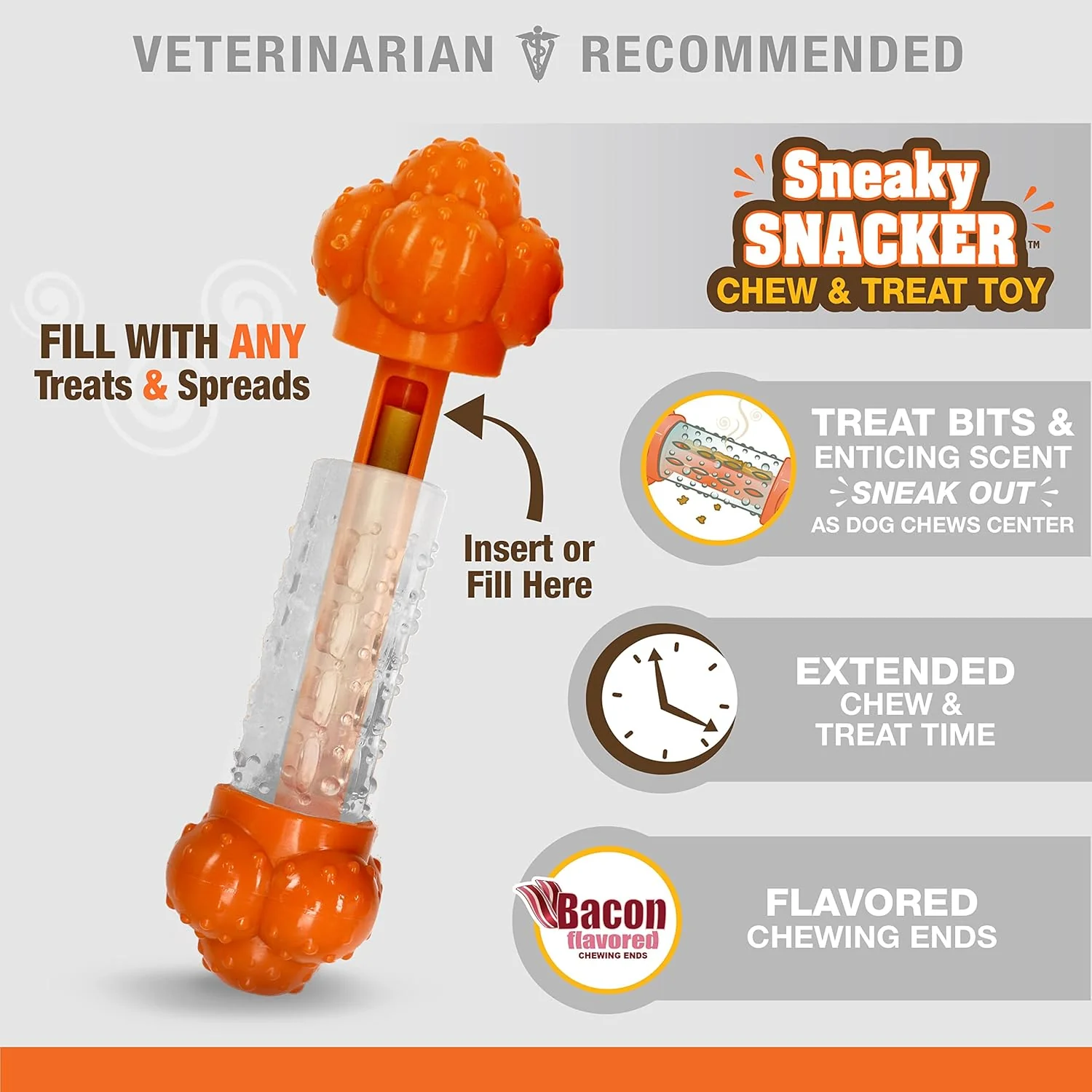 Nylabone Strong Chew Sneaky Snacker Treat Toy for Dogs, Interactive Dog Enrichment Chew Toys, Bacon Flavor - Image 3
