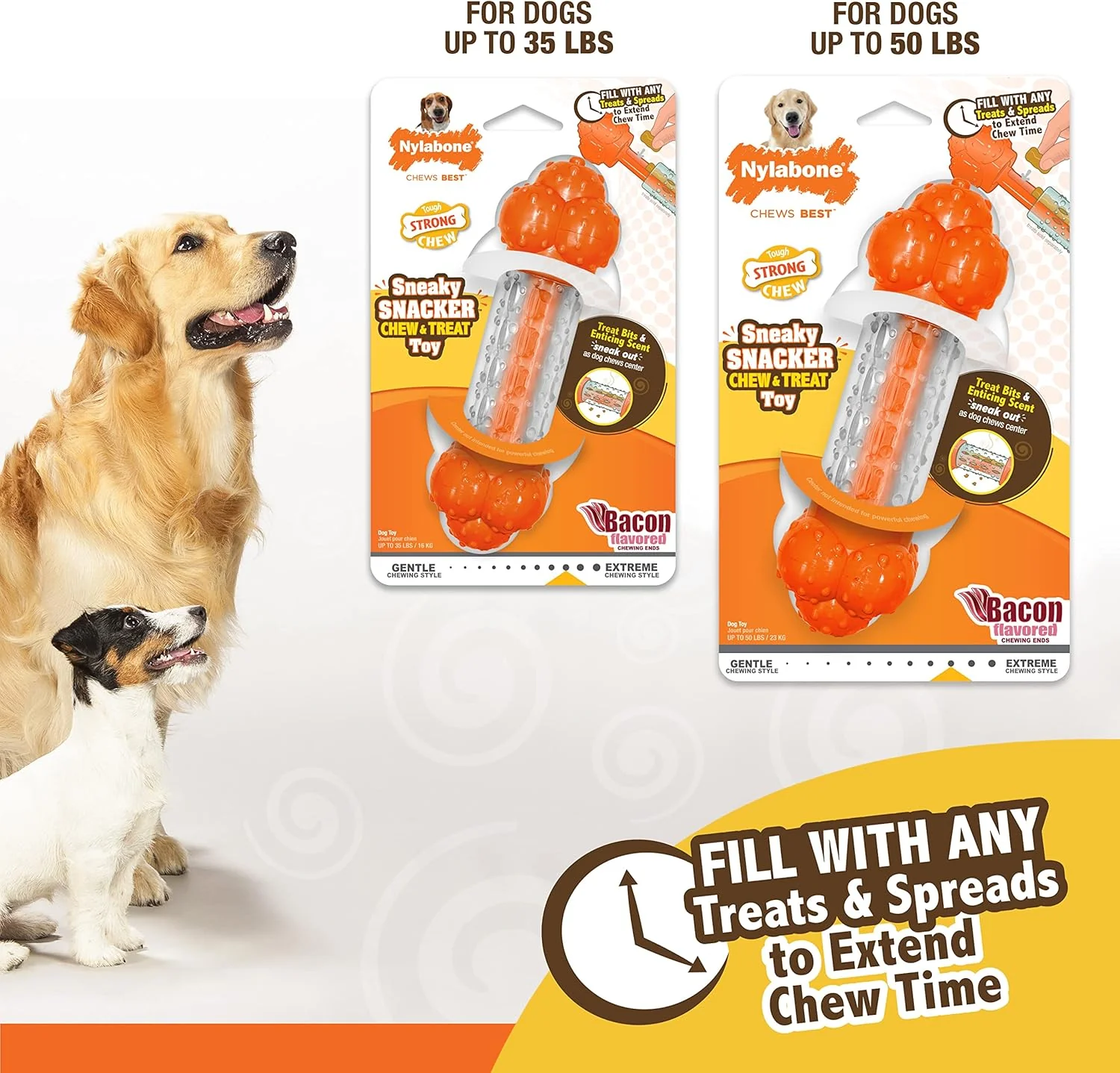 Nylabone Strong Chew Sneaky Snacker Treat Toy for Dogs, Interactive Dog Enrichment Chew Toys, Bacon Flavor - Image 5