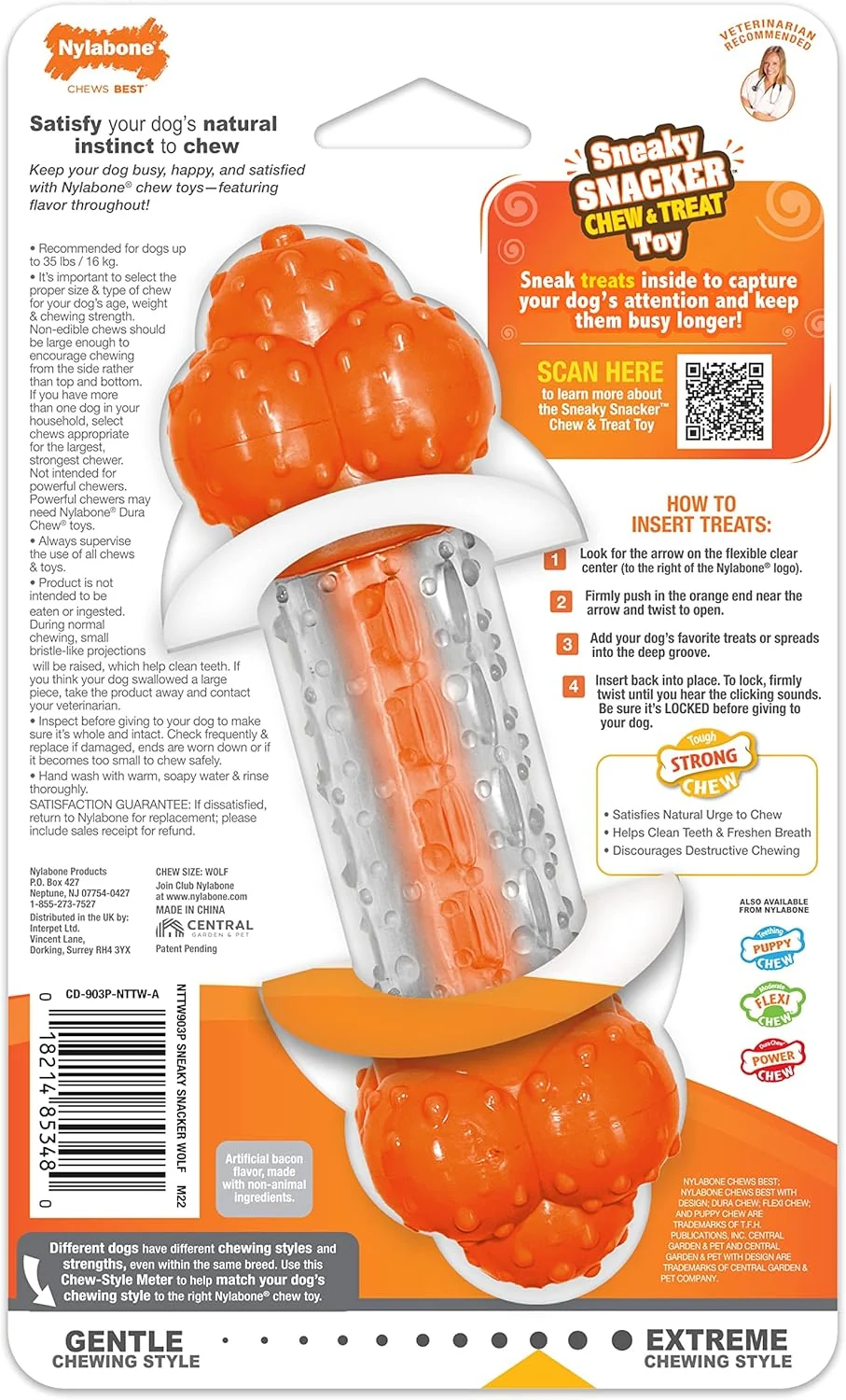Nylabone Strong Chew Sneaky Snacker Treat Toy for Dogs, Interactive Dog Enrichment Chew Toys, Bacon Flavor - Image 9