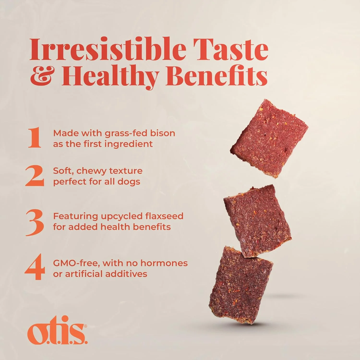 O.T.I.S. Wild Things Bison Recipe Jerky for Dogs – 4 oz – Soft Bison Treats with Flaxseed – Grass-Fed, GMO-Free – No Hormones or Artificial Additives - Image 4