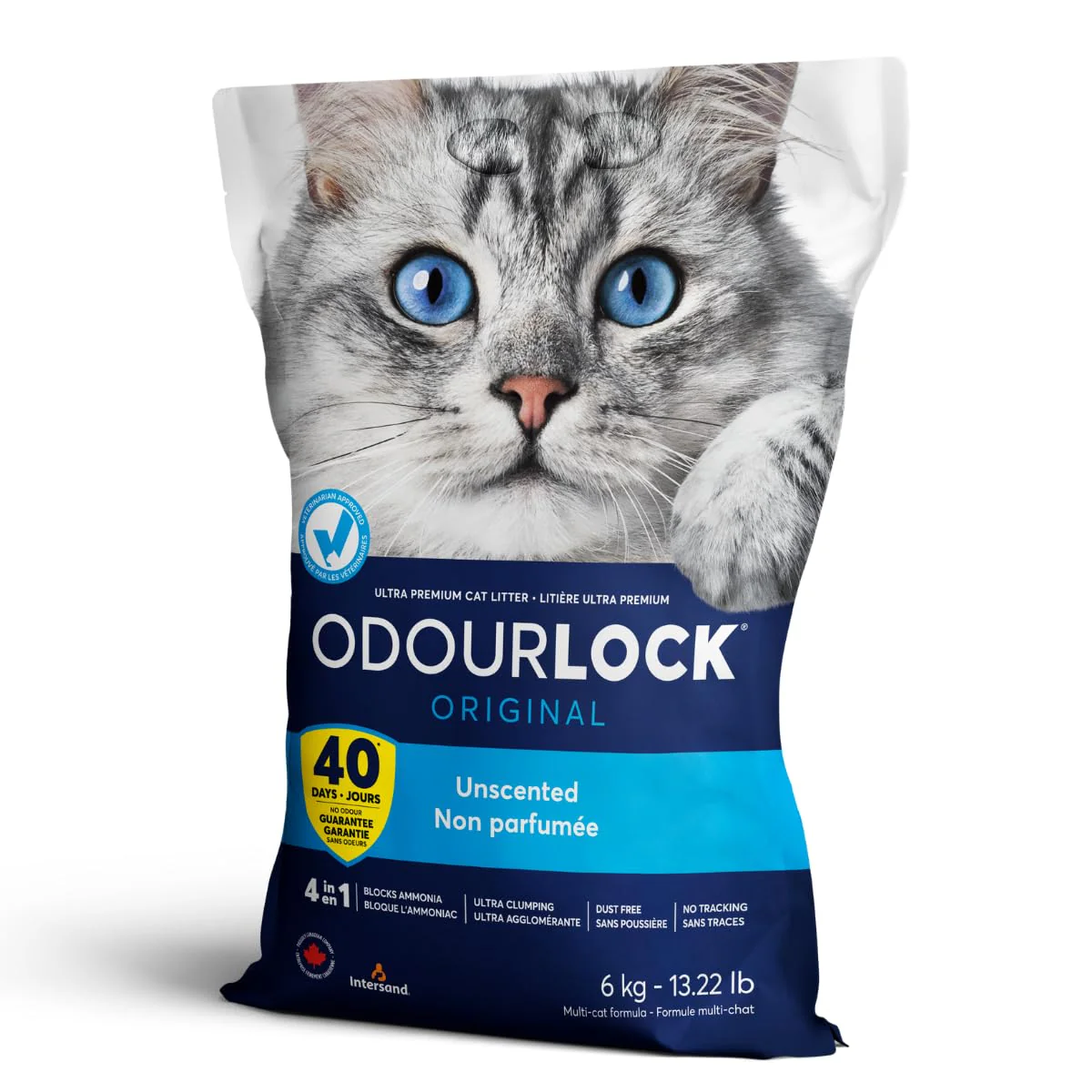 Intersand - OdourLock Unscented Ultra Premium Cat Litter - Blocks Ammonia for 40 Days, Quick Absorption, Dust-Free, Extra-Hard Clumping, Multi-Cat Friendly, Made in Canada, Easy Maintenance - Image 4
