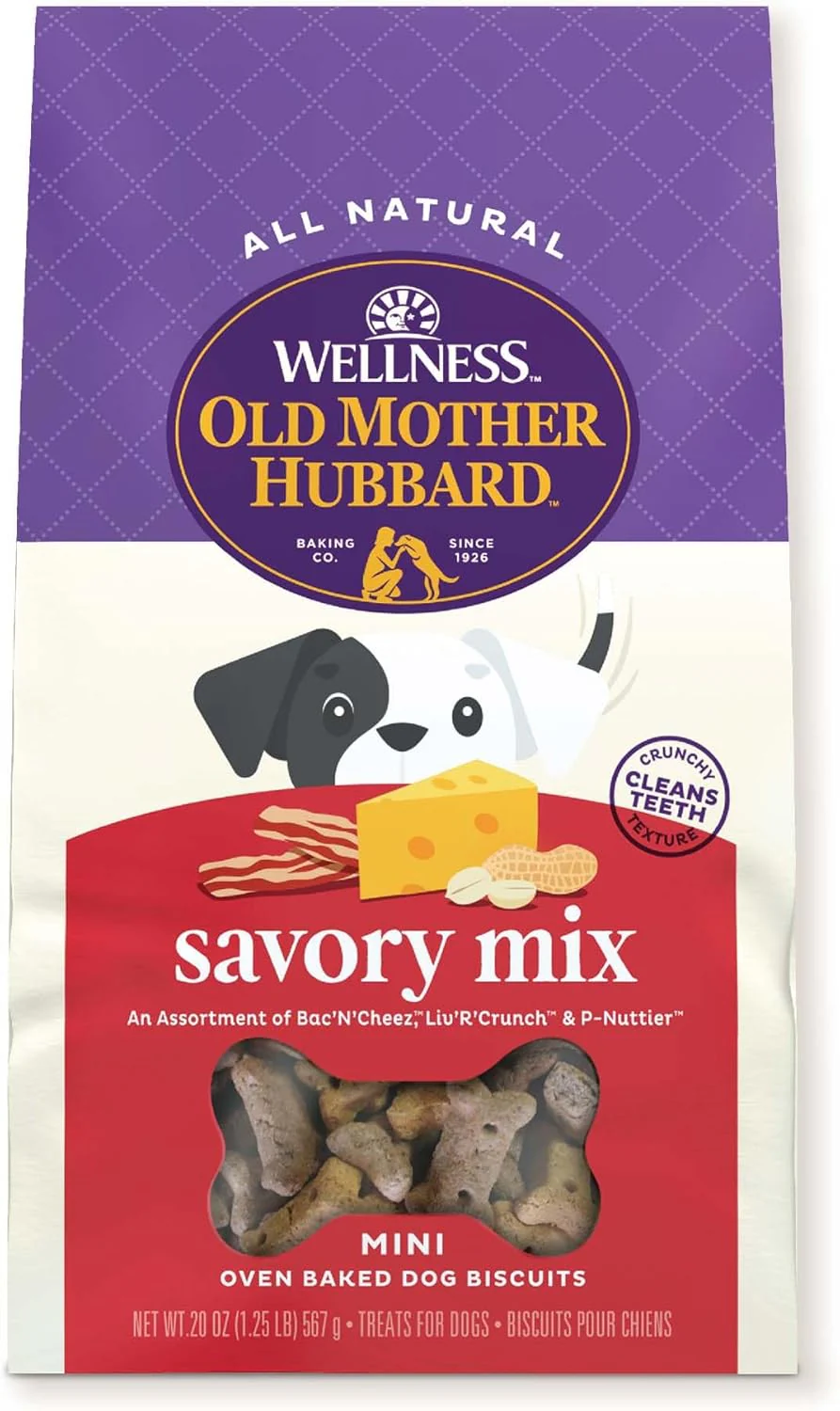 Old Mother Hubbard Wellness Savory Mix Dog Biscuits, Natural, Training Treats, Mini Size, (20 Ounce Bag)