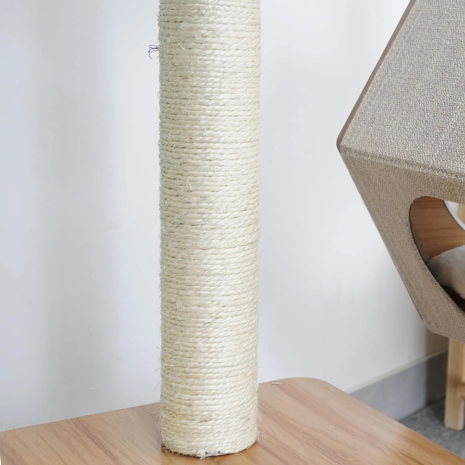 Petpals 44" High 5 Level Minimalist Large Cat Tower with Wooden Condo and Platforms, Natural Sisal Scratching Posts, Playful Toys,for Adult Cats (Beige) - Image 9