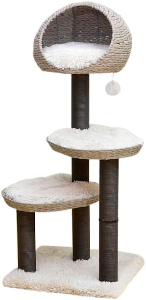 PetPals Group Tundra Modern Handwoven Cat Tree with Paper Rope Scratching Posts, 50" H - Image 4
