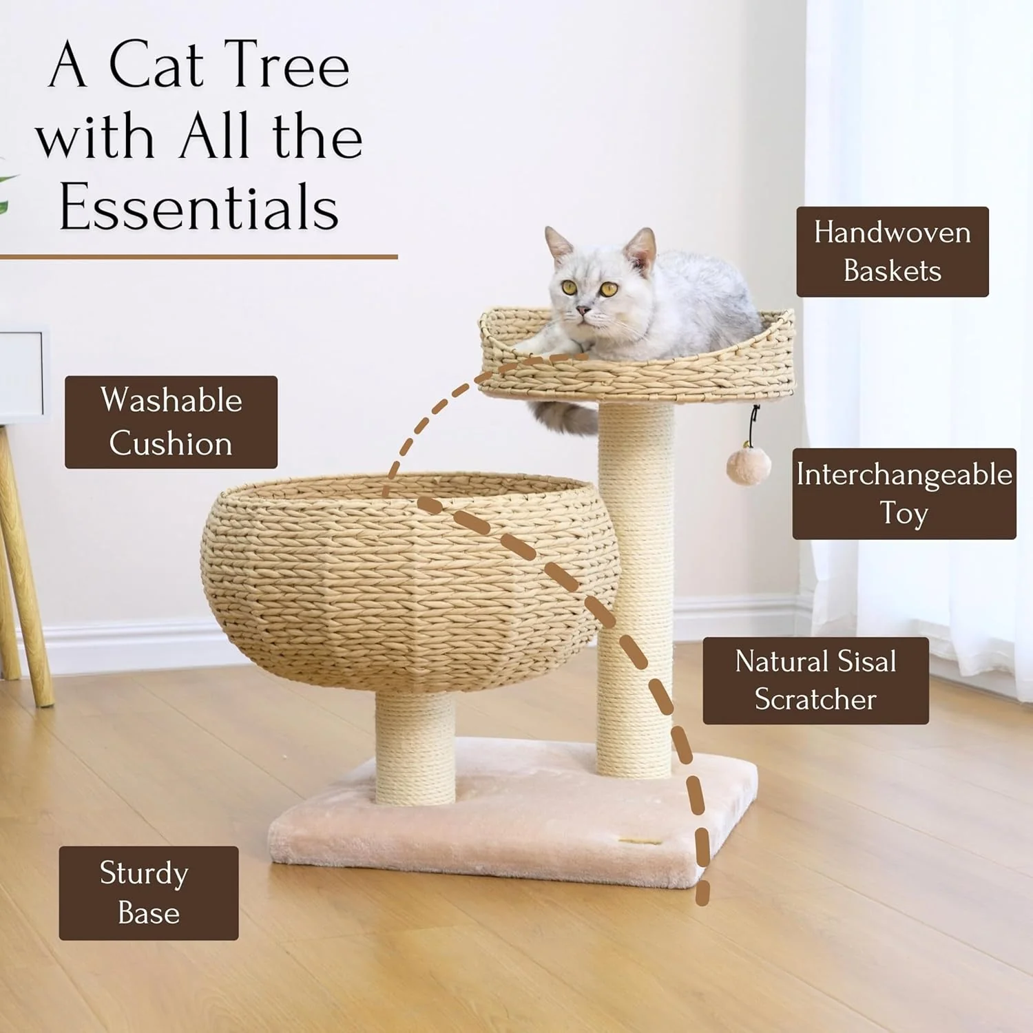 PetPals Paper Rope Natural Bowl Shaped with Perch Cat Tree - Image 5