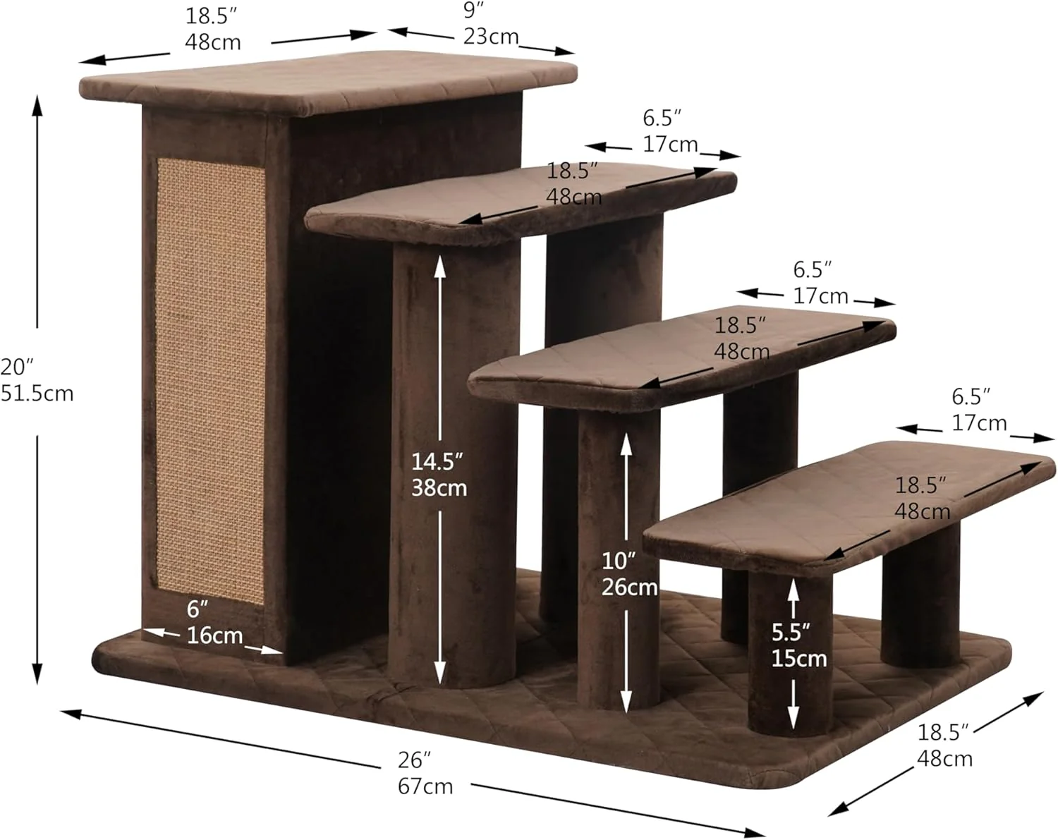 Petpals Zoso Multi-Functional Pet Stairs with Storage and Scratching Pad and Cute Mouse Toys, Suitable for Pets to Play and Engage in Activities - Image 5