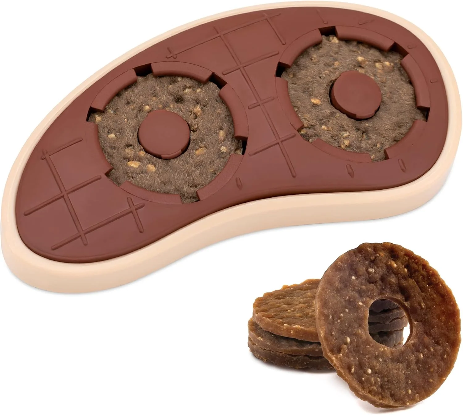 PetSafe Busy Buddy Slab o’ Sirloin Dog Toys – Treat Ring Holding Chew Toy – BPA Free Rubber – Beef Scented – Interactive Pet Puzzle for Boredom or Separation Anxiety – Medium to Large Dogs