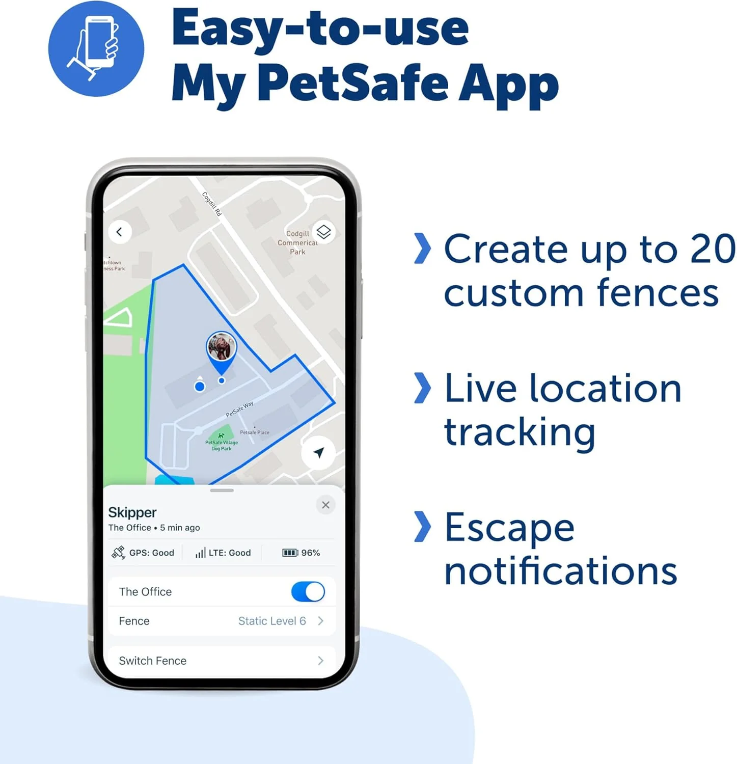 PetSafe Guardian GPS + Tracking Dog Fence Collar Pet Safe GPS Dog Collar Fence System, with App Waterproof Rechargeable Collar, Tracking for Dogs (Blue, Grey) - Image 4