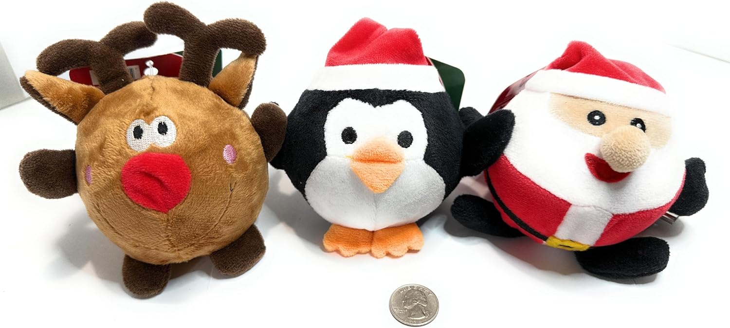 Petsport USA Holiday Plush Squeak Ball Dog Toy Assorted, 1ea/4.5 in - Image 2
