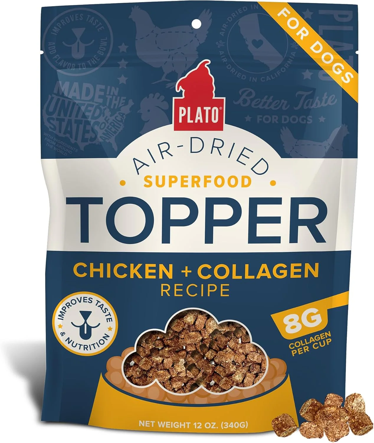 PLATO Pet Treats Dog Food Toppers - Air-Dried Dog Food Toppers for Dry Food - with Collagen to Support Skin and Coat Health - Chicken and Collagen Recipe - Image 9