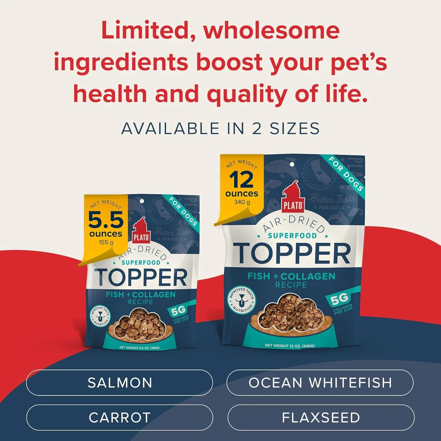 PLATO Pet Treats Dog Food Toppers - Air-Dried Dog Food Toppers for Dry Food - with Collagen to Support Skin and Coat Health - Fish and Collagen Recipe - Image 4