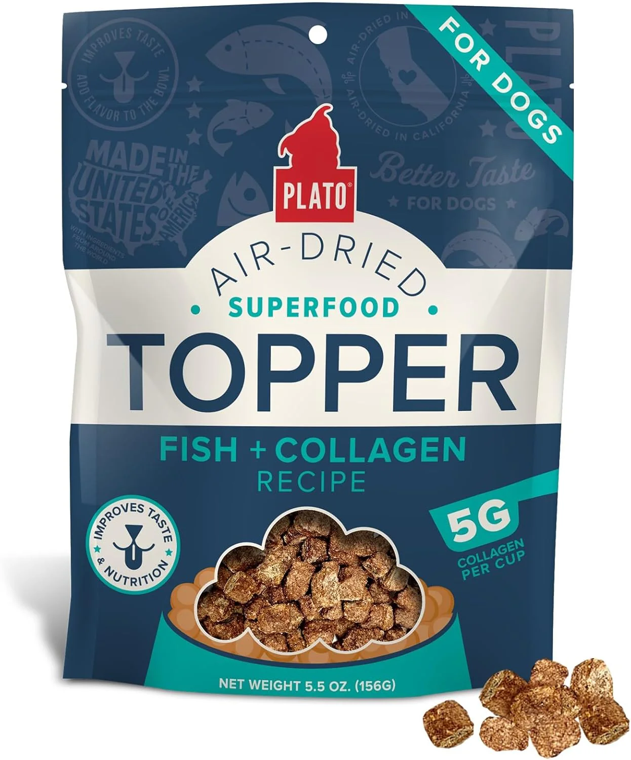 PLATO Pet Treats Dog Food Toppers - Air-Dried Dog Food Toppers for Dry Food - with Collagen to Support Skin and Coat Health - Fish and Collagen Recipe - Image 9