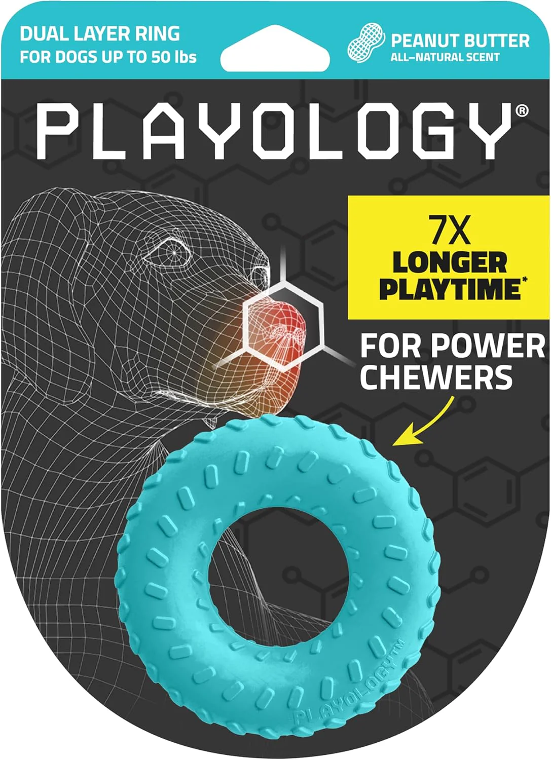 Playology Dual Layer Ring Toy for Dogs , All-Natural Peanut Butter Scented - Image 8