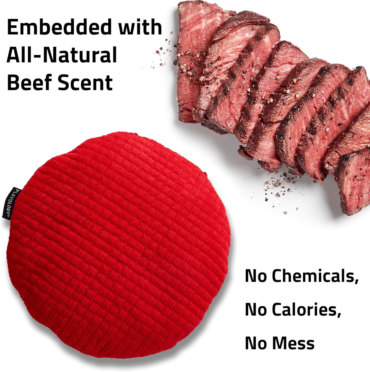 Playology Plush Crinkle Disc for Large to X-Large Dogs 50lbs & up | Engaging All Natural Beef Scented Plush Dog Toy | Fun Crinkle for Extended Play | Easy to Clean, Interactive & Non-Toxic - Image 4
