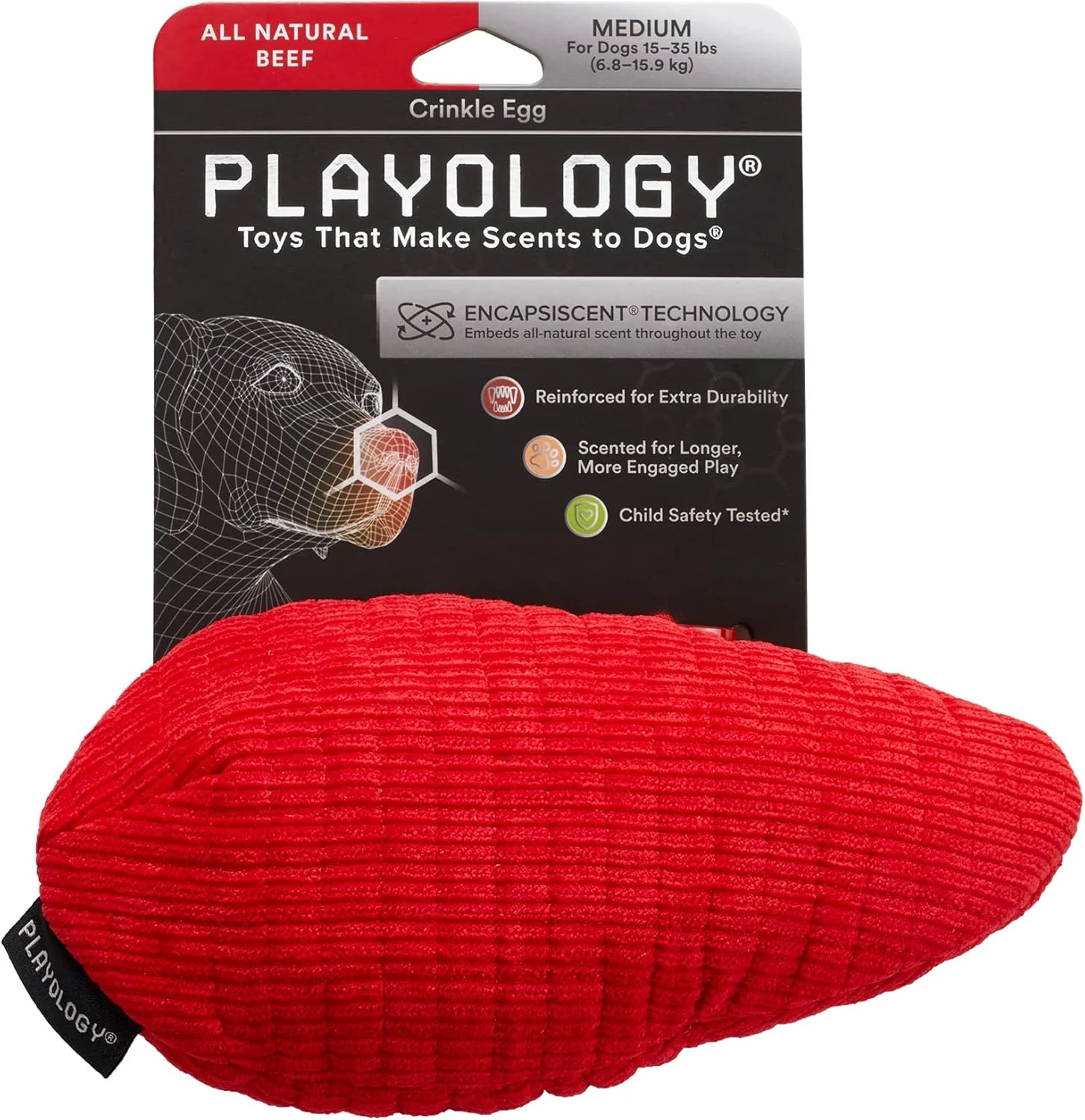 Playology Plush Crinkle Dog Toy -Crinkle Egg - Beef Scented Dog Toy, Engaging, All-Natural, and Interactive Non-Toxic Chew Toys - Image 7